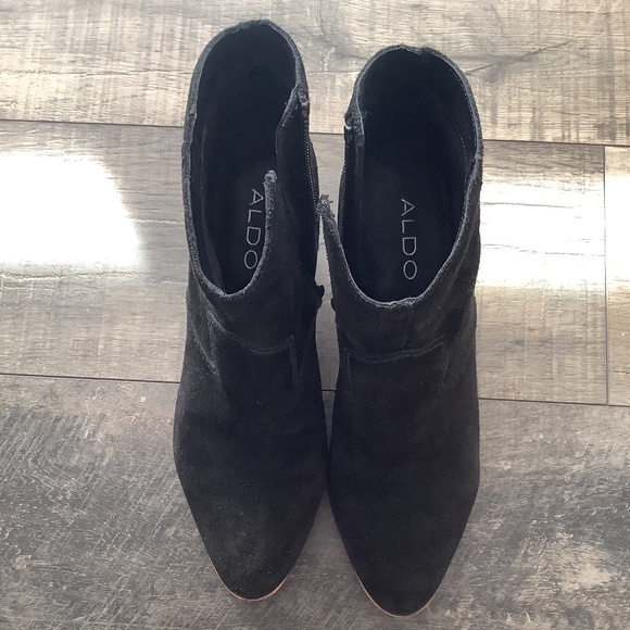 Aldo black suede ankle boots, size 8 - Picture 2 of 5